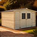 Habrita Abris de jardin en bois Marron Bois massif 9m²