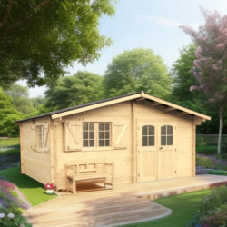 Habrita Abris de jardin en bois Marron Bois massif 18.24m²