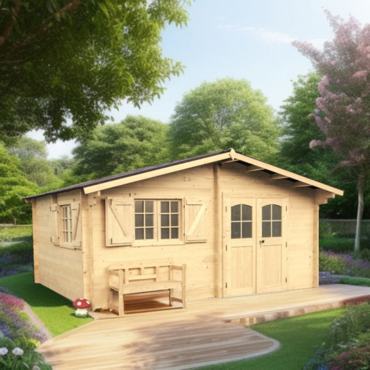 Habrita Abris de jardin en bois Marron Bois massif 18.24m²