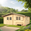 Habrita Abris de jardin en bois Marron Bois massif 18.24m²