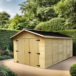 Habrita Garage bois Marron Bois massif 13.4m²