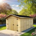 Habrita Garage bois Marron Bois massif 13.4m²