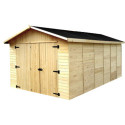 Habrita Garage bois Marron Bois massif 13.4m²