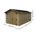 Habrita Garage bois Marron Bois massif 13.4m²