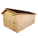 Habrita Garage bois Marron Bois massif 13.4m²