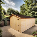 Habrita Garage bois Marron Bois massif 13.4m²