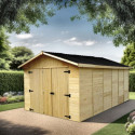 Habrita Garage bois Marron Bois massif 13.4m²