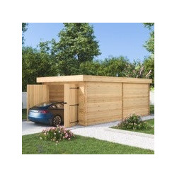 Habrita Garage bois Marron Bois massif 16.2m²