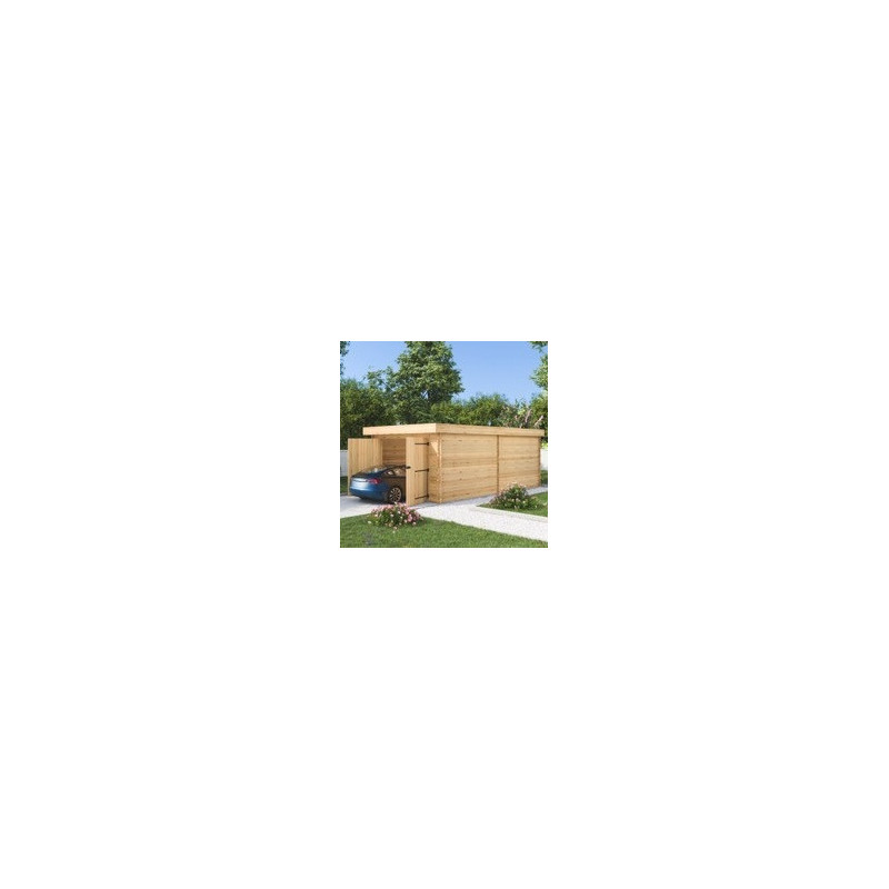 Habrita Garage bois Marron Bois massif 16.2m²
