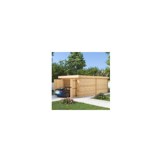 Habrita Garage bois Marron Bois massif 16.2m²