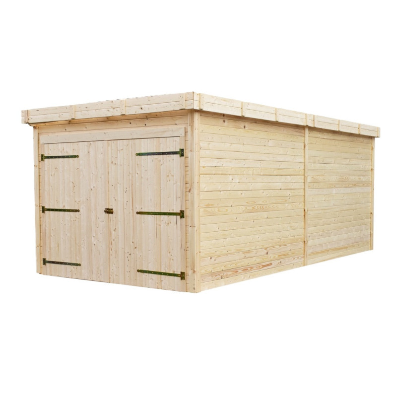 Habrita Garage bois Marron Bois massif 16.2m²