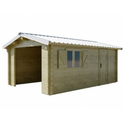 Habrita Garage bois Marron Bois massif 19.7m²