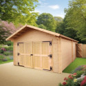 Habrita Garage bois Marron Bois massif 24.2m²