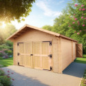 Habrita Garage bois Marron Bois massif 24.2m²