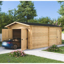 Habrita Garage bois Marron Bois massif 24.2m²