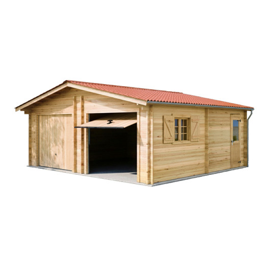 Habrita Garage bois Marron Bois massif 38.4m²