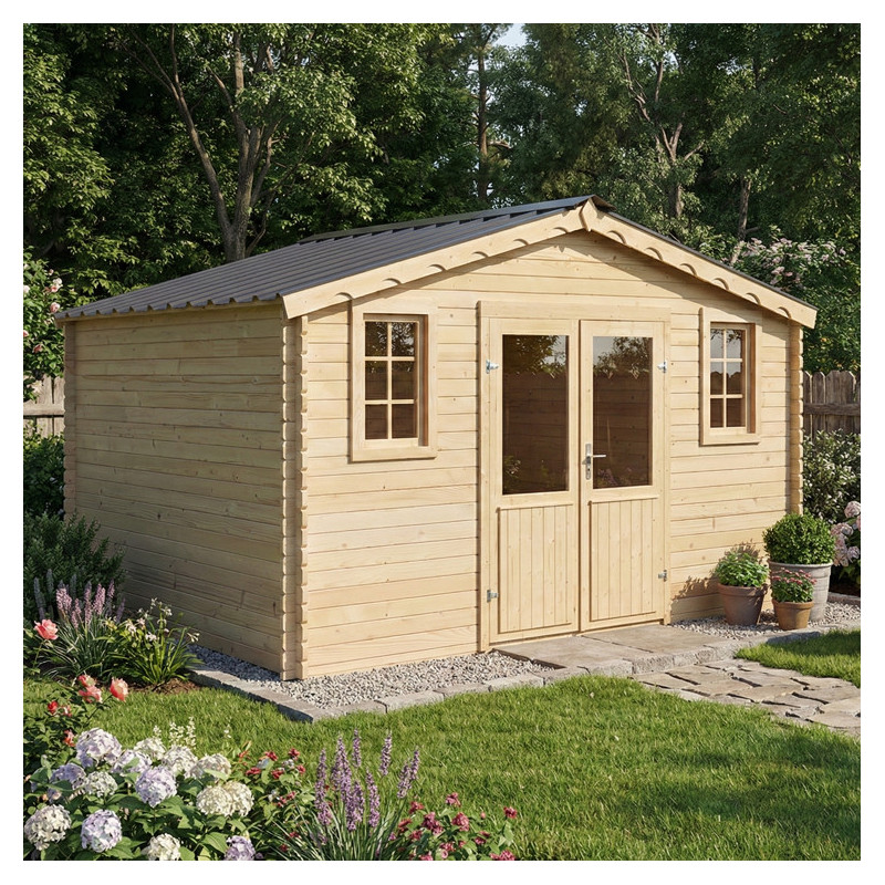 Habrita Abris de jardin en bois Marron Bois massif 11.04m²