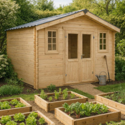Habrita Abris de jardin en bois Marron Bois massif 14.90m²