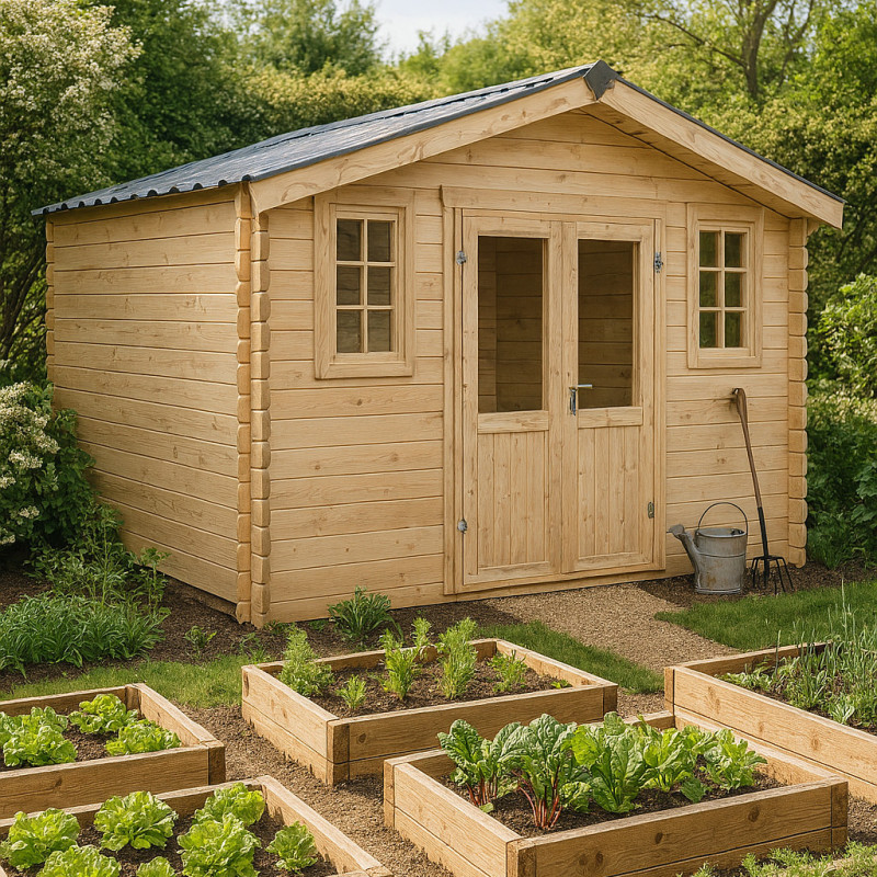 Habrita Abris de jardin en bois Marron Bois massif 14.90m²