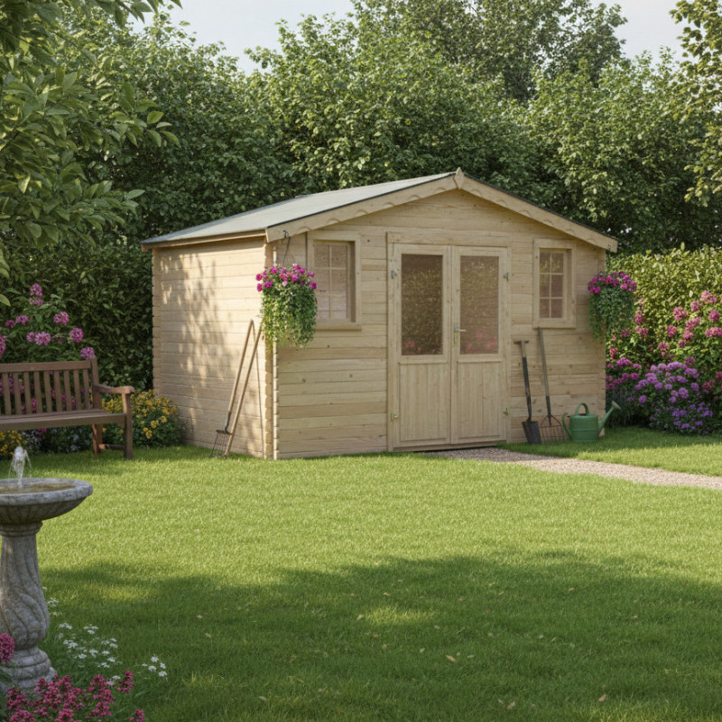 Habrita Abris de jardin en bois Marron Bois massif 18.8m²
