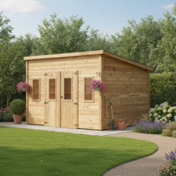 Habrita Abris de jardin en bois Marron Bois massif 10.64m²