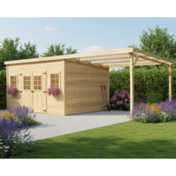 Habrita Abris de jardin en bois Marron Bois massif 21m²