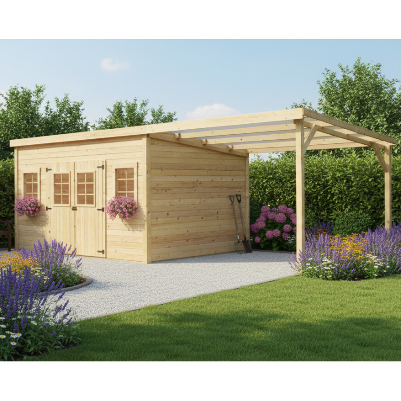 Habrita Abris de jardin en bois Marron Bois massif 21m²
