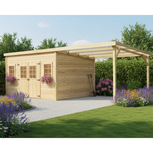 Habrita Abris de jardin en bois Marron Bois massif 21m²