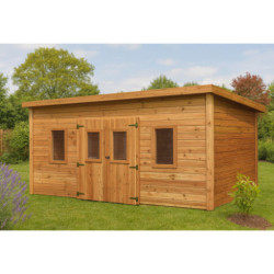 Habrita Abris de jardin en bois Marron Bois massif 14.44m²