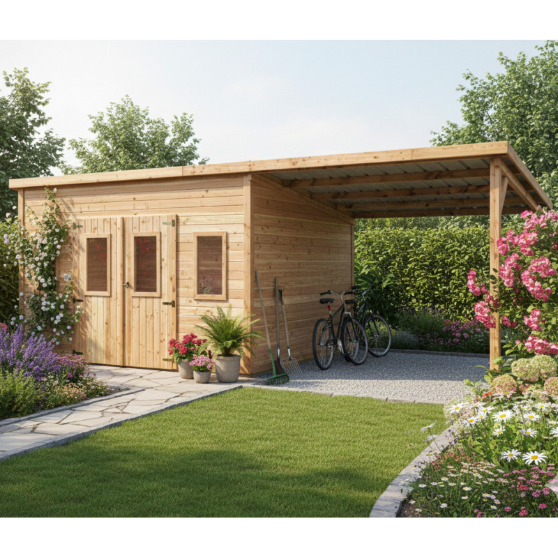 Habrita Abris de jardin en bois Marron Bois massif 28m²