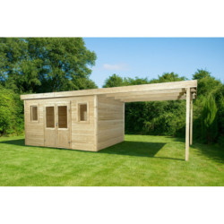 Habrita Abris de jardin en bois Marron Bois massif 21m²