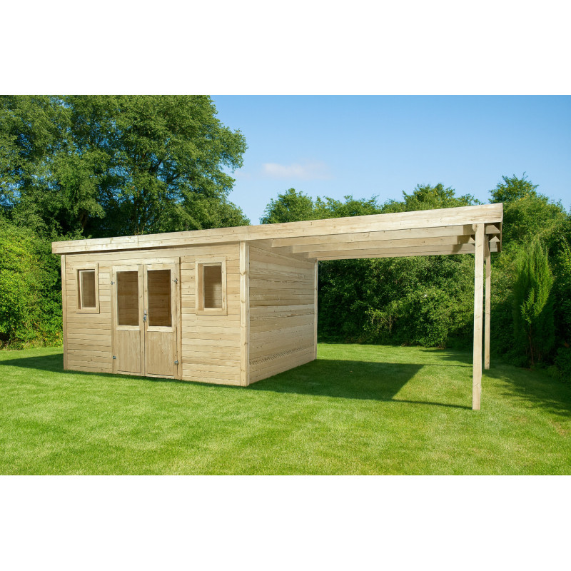 Habrita Abris de jardin en bois Marron Bois massif 21m²