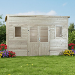 Habrita Abris de jardin en bois Marron Bois massif 14.44m²