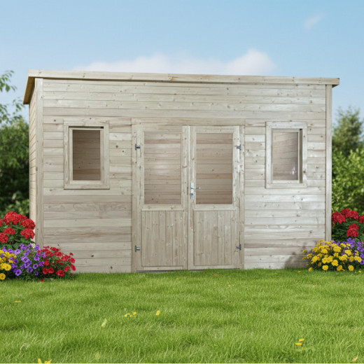 Habrita Abris de jardin en bois Marron Bois massif 14.44m²