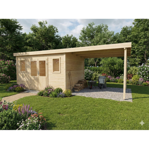 Habrita Abris de jardin en bois Marron Bois massif 28m²