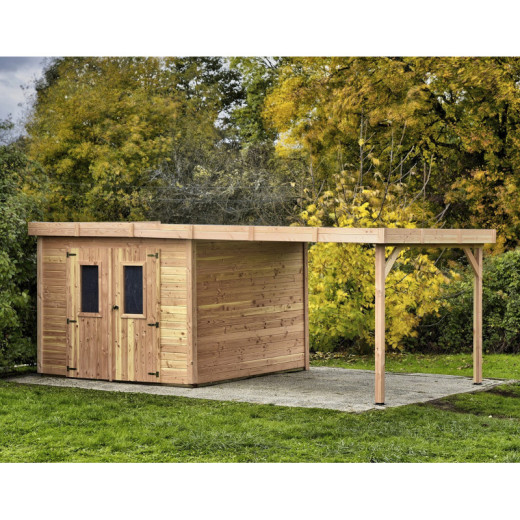Habrita Abris de jardin en bois Marron Bois massif 18.36m²