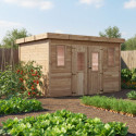 Habrita Abris de jardin en bois Marron Bois massif 10.64m²