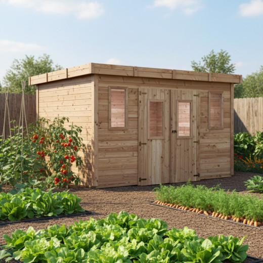 Habrita Abris de jardin en bois Marron Bois massif 10.64m²