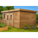 Habrita Abris de jardin en bois Marron Bois massif 10.64m²