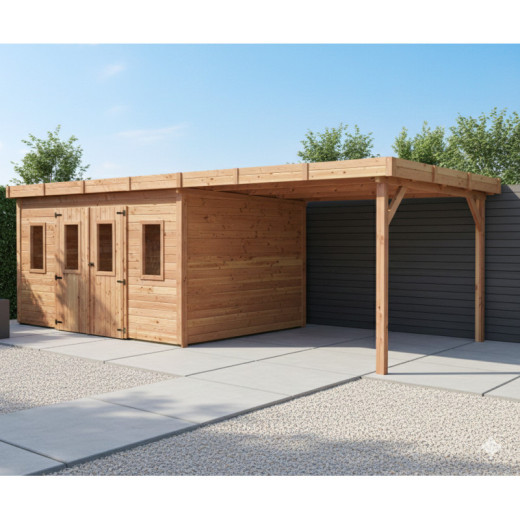 Habrita Abris de jardin en bois Marron Bois massif 21.4m²
