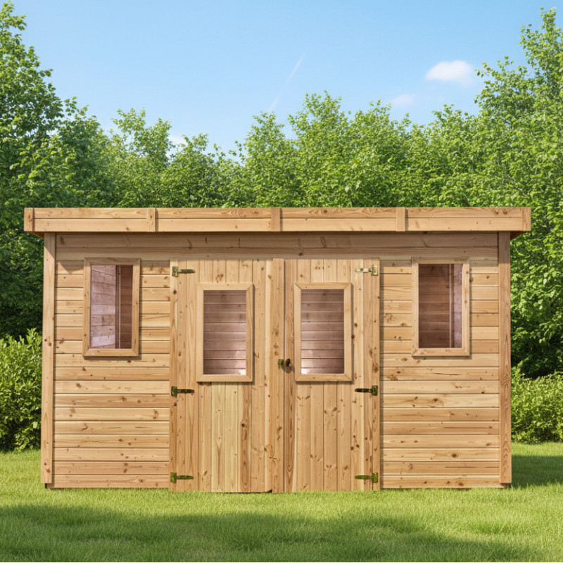 Habrita Abris de jardin en bois Marron Bois massif 14.44m²