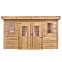 Habrita Abris de jardin en bois Marron Bois massif 14.44m²