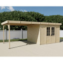 Habrita Abris de jardin en bois Marron Bois massif 18.4m²