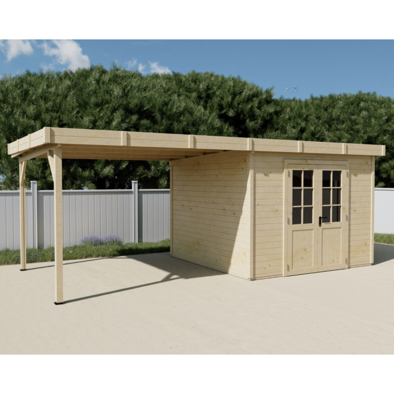 Habrita Abris de jardin en bois Marron Bois massif 18.4m²
