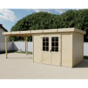 Habrita Abris de jardin en bois Marron Bois massif 18.4m²