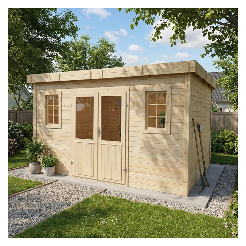 Habrita Abris de jardin en bois Marron Bois massif 10.64m²