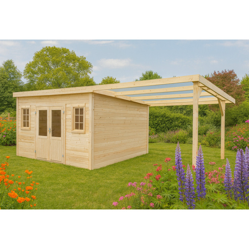 Habrita Abris de jardin en bois Marron Bois massif 21.4m²