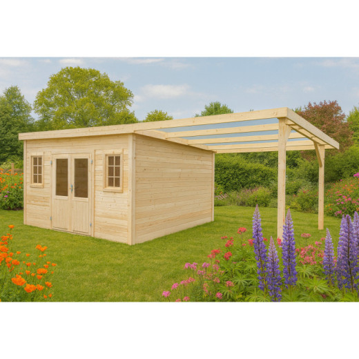 Habrita Abris de jardin en bois Marron Bois massif 21.4m²