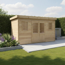 Habrita Abris de jardin en bois Marron Bois massif 14.44m²