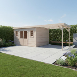 Habrita Abris de jardin en bois Marron Bois massif 28.5m²